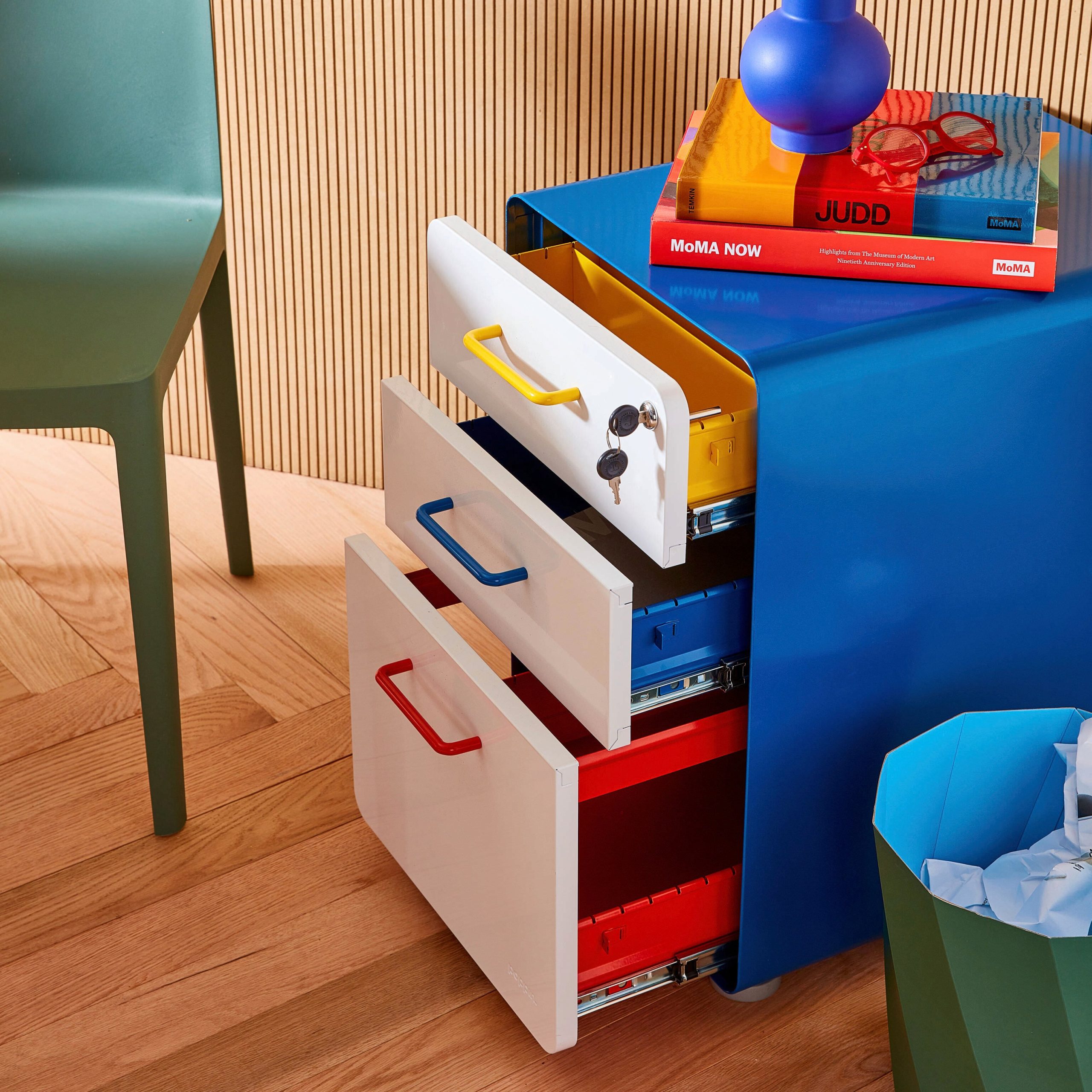 Poppin Stow 3-Drawer File Cabinet - Red/ Blue/ Yellow - Image 5