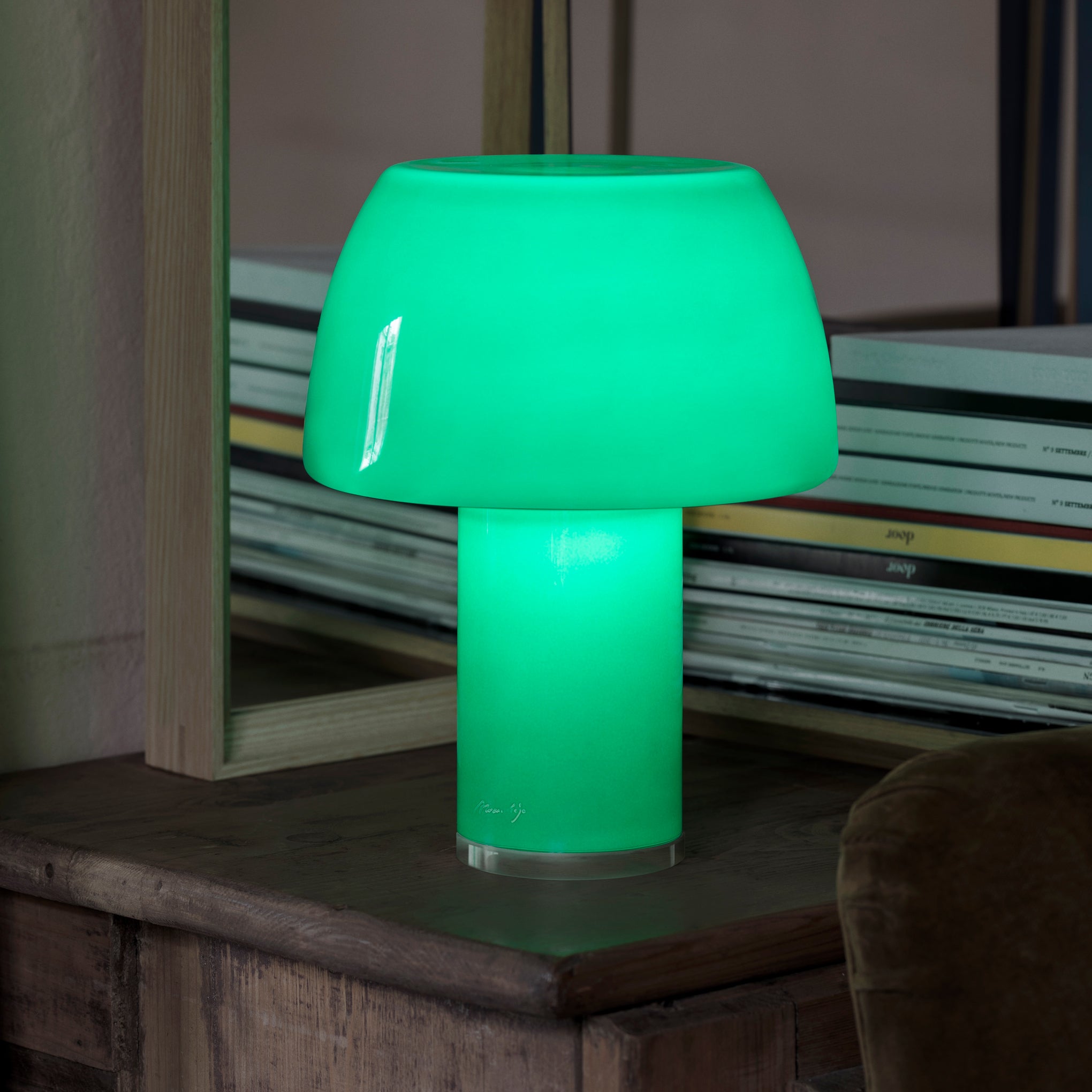 Lorosae Portable Glass Table Lamp - Green - Image 2