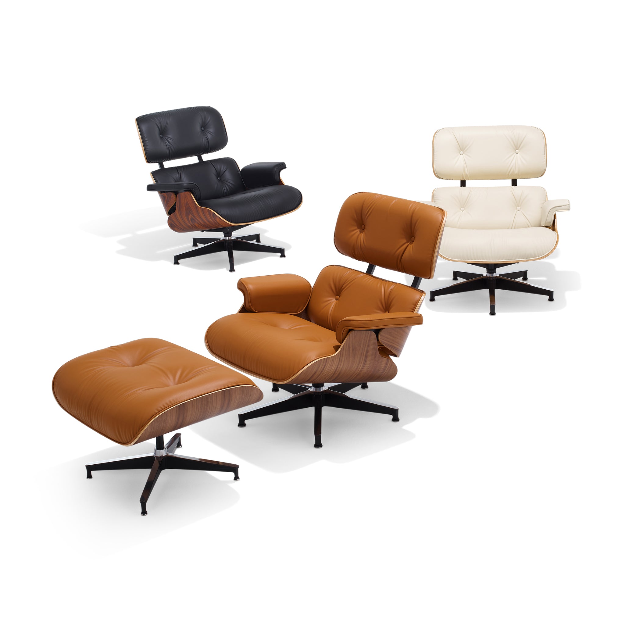 Eames® Lounge Chair and Ottoman from Herman Miller - Walnut/ Ivory Bamboo Leather - Image 2