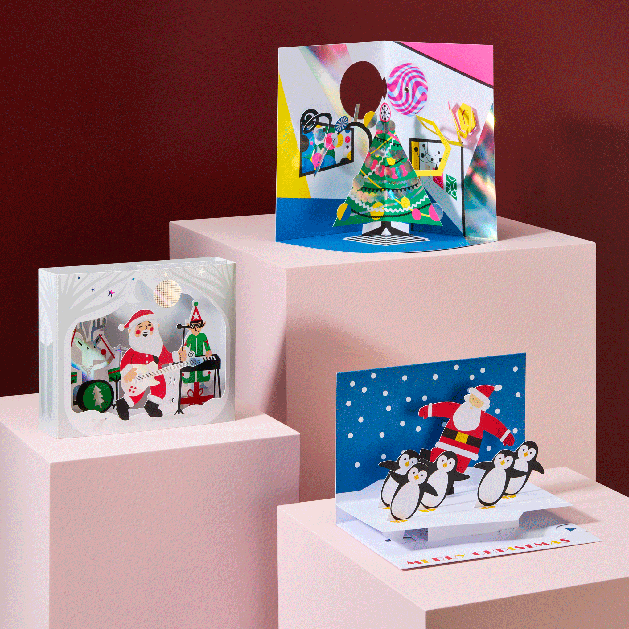 Rockin' Santa Holiday Pop-Up Cards - Set of 8 - Image 2