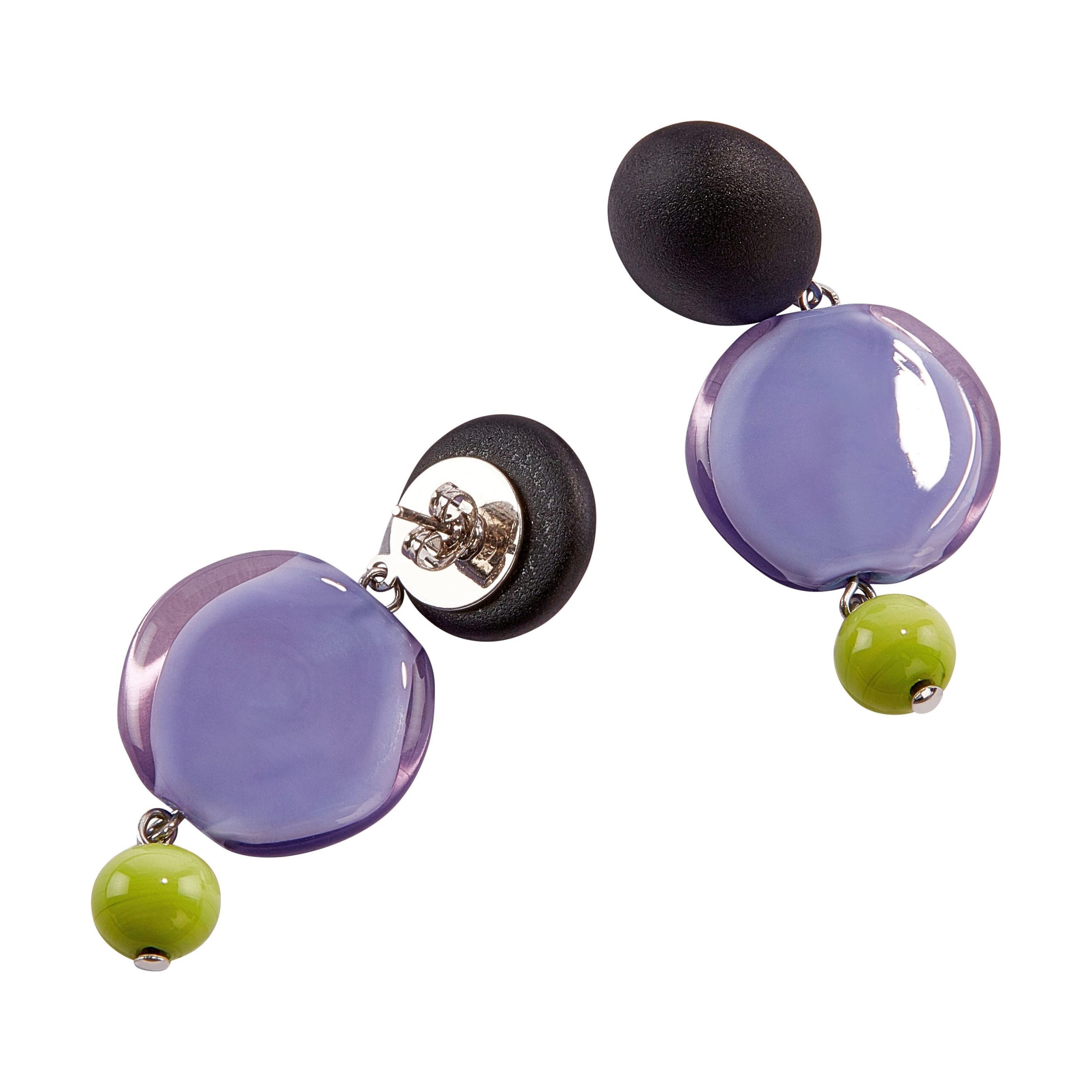 Murano Drop Earrings - Lavender - Image 3